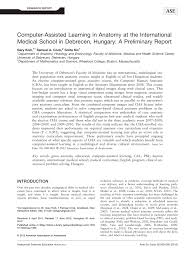 PDF) Computer-assisted learning in anatomy at the International Medical  School in Debrecen, Hungary: A preliminary report
