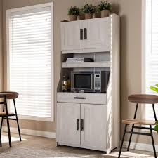 Ivory wood transitional kitchen pantry (36 in. Gracie Oaks Kawli Modern And Contemporary 6 Shelf White Washed Wood Kitchen Storage Cabinet Wayfair