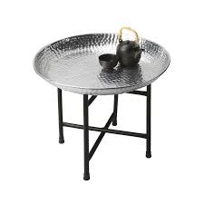 Hammered Tray Side Table In Silver Coffee Table Metal Accent Table Tray Table