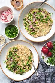 15 Minute Savory Sesame Miso Oats Vegan Gluten Free Picklesnhoney Com Lunch Dinner Savory Oatmeal Savory Oatmeal Recipes Savory Oatmeal Savory Vegan