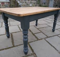 Farmhouse Kitchen Dining Table Pine Painted Off Black Rustic Refurbished Dining Table In Kitchen Pine Dining Table Dining Table Makeover