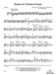Green Day Boulevard Of Broken Dreams Piano Sheet Music Boulevard Of Broken Dreams 1st Violin Digital Sheet Music Sheet Music Violin