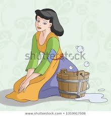 Cinderella Fairytale Character Illustration Cinderella S Getting Tired On The Floor Cinderella Cleaning The Floor