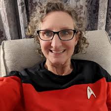 Startrek Prodigy writer in 90s sweatshirt