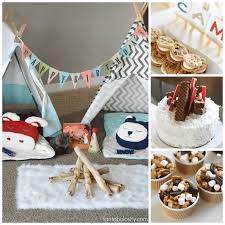 Camping parties camping theme camping party games camping ideas outdoor camping camping party decorations camping tricks loving the foam minnie table decor from heavenly blooms blog! Camping Birthday Party Ideas For Indoors Fantabulosity