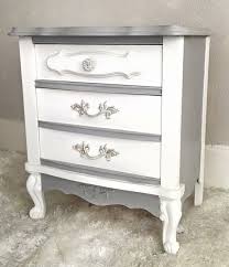 Sold Gray White Nightstand Shabby Chic Bedside Table French Provincial End Table Shabby Chic Bedside Table Shabby Chic Dresser Vintage Furniture Makeover