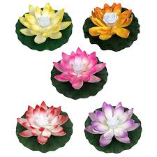 The most common pool floating flower material is paraffin. Lotus Led Solar Lamp Light Pool Pond Garden Water Floating Diy Outdoor Decor