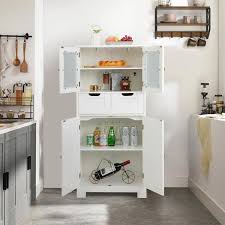 Costway White Bathroom Floor Storage