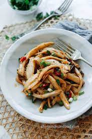 If you employ the correct combination of a very short cooking time and extremely high heat, the ingredients will be cooked just right. King Oyster Mushroom Salad China Sichuan Food