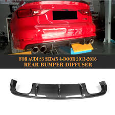 Carbon Fiber Rear Tail Bumper Lip Diffuse Spoiler For Audi A3 Sline S3 Sedan 4 Door Bumper 13 16 Notfit A3 Standard Sedan Door Bumper Exterior Accessories
