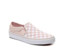 Vans Asher Checkered Slip On Sneaker Women S Fancy Sneakers Light Pink Shoes Checkered Shoes