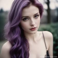pale skinned pretty woman with purple hair Prompts