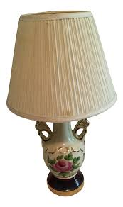 Tiffany style floor lamp rose flower stained glass antique vintage w16h64 inch. Vintage Hand Painted Rose Table Lamp Chairish
