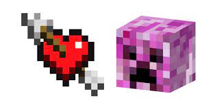 Minecraft Heart With Arrow And Pink Creeper Minecraft Heart Heart With Arrow Minecraft Pixel Art