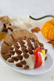 Turn Your Cheese Ball Into A Turkey Allrecipes Dish Turkey Cheese Ball Thanksgiving Desserts Thanksgiving Snacks