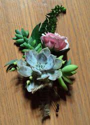 Pink Spray Rose Succulent Boutineer Homecoming Flowers Spray Roses Early Spring Flowers
