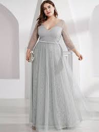 Black Friday 2020 Plus Double V Neck Lace Mesh Overlay Prom Dress Shein Usa Grey Bridesmaid Dresses Long Plus Size Wedding Guest Dresses Plus Size Wedding