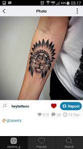 Lion tattoos in all sizes and styles have gained popularity thanks to their bold fierceness and strong meanings. Red Indian Lion Looks On Point Headdress Tattoo Tattoos For Guys Indian Headdress Tattoo