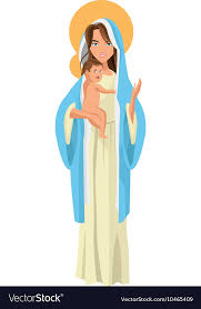 Holy Mary Holding Baby Jesus Icon Royalty Free Vector Image