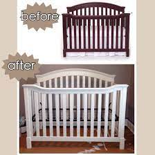 Before After Crib Purchased At Babies R Us Painted With Proclassic Paint From Sherwin Williams Color Is Gr Painted Nursery Furniture Big Girl Rooms Cribs