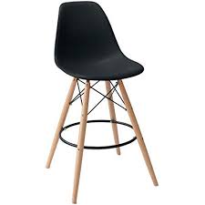 Amazon Com 2xhome Set Of Two 2 Black 28 Seat Height Eames Style Dsw Molded Plastic Bar Stool Modern Bars Chair Upholstered Bar Stools Ikea High Chair