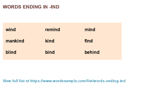 Words Ending In Ind 433 Results