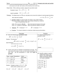 Ch1 A Compare And Order Real Numbers