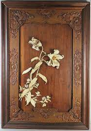 Sold Price A Pair Japanese Ivory And Wood Wall Hangings Meiji Period December 6 0113 10 00 Am Est Wood Wall Hanging Shibayama Japan Painting