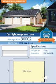 Traditional Style 3 Car Garage Plan Number 30002 Garage Plan Garage Building Plans Craftsman House Plans