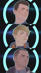 Showing all images tagged fanart and wallpaper. Dbh The Trio Wallpaper Ver 2 Detroit Become Human I Like Dogs Human