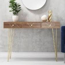 Tahlia Wood Mid Century Console Table With Harpin Legs Storage Drawers Entryway Console Table Console Table Hallway Narrow Console Table