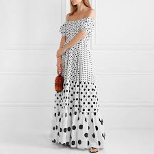 Polka Dot Off The Shoulder Maxi Dress Dresses Polka Dot Maxi Dresses Maxi Dress
