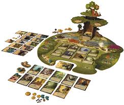 128 cards 1 gameboard 30 berries 30 twigs 25 resin 20 pebbles 24 wooden critters 1 ever tree 4 event tiles. White Goblin Games Board Game Everdell Nl Twm Tom Wholesale Management