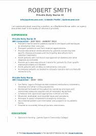 Private Duty Nurse Resume Samples Qwikresume