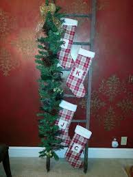 Antique Ladder As A Stocking Holder I Think With The Right Tools I Can Make This Cute Christmas Diy Christmas Christmas Decorations