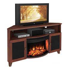 Shop for electric fireplaces tv stands at bed bath & beyond. Furnitech Corner Tv Stand With Electric Fireplace For 65 Tv Ft61sccfb Evler Ciftlik Evi Ciftlikler