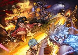Il gioco sembra essere un crossover che includa franchise di shonen jump come dragon ball z, naruto e one piece. 4549798 Son Goku Naruto Shippuuden Fairy Tail Yu Gi Oh Shingeki No Kyojin Bleach Anime Uzumaki Naruto Killua Zoldyck Meitantei Conan Tokyo Ghoul Levi Ackerman Katekyo Hitman Reborn Toriko Dragneel Natsu Kurosaki Ichigo