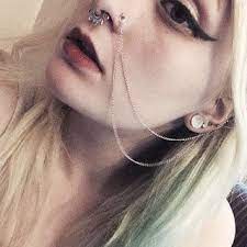 Handcrafted Nose To Ear Double Strand Chain Body Candy Body Jewelry Fake Ear Piercings Nose Earrings Ear Piercings