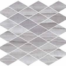 Rhomboid tiles require special spacers to achieve their unique layouts; Happy Floors Onyx Silver Polished Rhomboid Mosaic Ceramic Porcelain Tile Jacksonville Florida About Floors N More