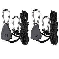 Hydro Crunch 1 8 In Heavy Duty Ratchet Hanger Adjustable Grow Light Rope Clip Carabiner Light Hanger Pair D940003500 The Home Depot