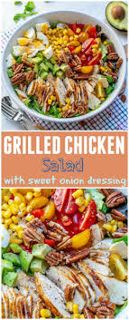Grilled Chicken Salad Homemade Sweet Onion Dressing Winner Recipe Grilled Chicken Salad Chicken Salad Recipes Clean Recipes