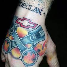 Small chevy minimalist tattoo design. 60 Chevy Tattoos For Men Cool Chevrolet Design Ideas