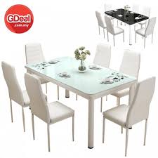 Features tapered legs with adjustable feet. Simple Modern Rectangle Tempered Glass Top Dining Table Set With 6 Chair Shopee Malaysia
