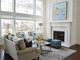 High Ceilings Living Room Paneling White Open To Below Windows Blue Living Room Decor Living Room Decor Blue Living Room