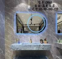 Conjunto de lavabo de piedra de mármol sinterizado natural, sin juntas,  montado en la pared, tamaño personalizado para habitación de hotel, muebles  de gabinete de baño, OEM ODM