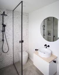 Smallbathroomrenovation Feature Penny Tile Wallpenny Tile Feature Wall Penny Tile Featu Modern Small Bathrooms Bathroom Interior Design Elegant Bathroom