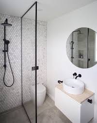 This tiny bathroom is made to feel much larger by the inclusion of mirror all around the room. Small Ensuite Renovation Modern Small Bathroom Ideas Stunning Feature Wall Small Bathroom Incredible Modern Small Bathrooms Modern Bathroom Elegant Bathroom