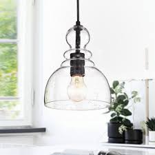 Shop Nefelt Matte Black 1 Light Decanter Seeded Glass Pendant Overstock 21146038