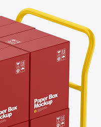 Download Warehouse Trolley With Boxes Mockup In Box Mockups On Yellow Images Object Mockups