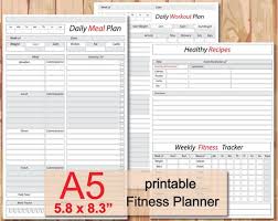 Food Track Printable Meal Planner Weight Loss Journal Filofax A5 Insert Workout Template A5 Recipe Inserts Instant Download